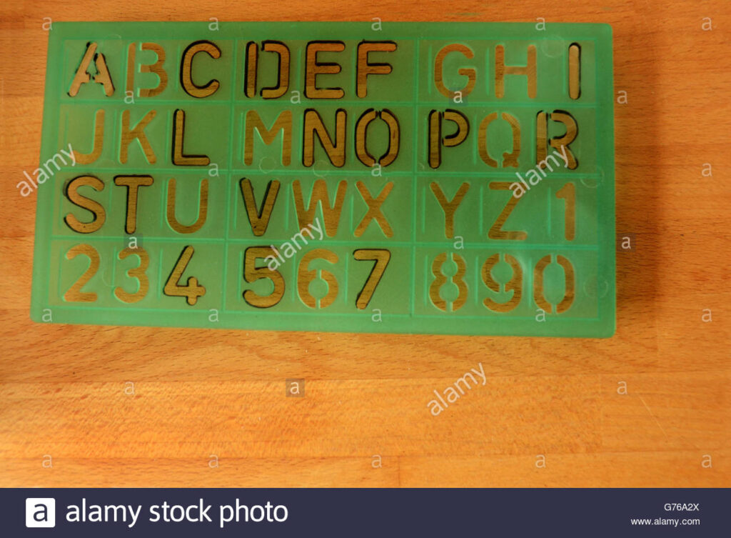 Plastic Stencil Sheet For Tracing Letters And Numbers Stock Inside Alphabet Tracing Stencils