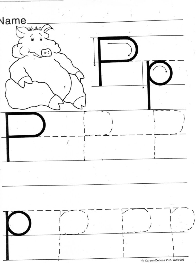 Practice Sheets For Parents Regarding Letter P Tracing Worksheet