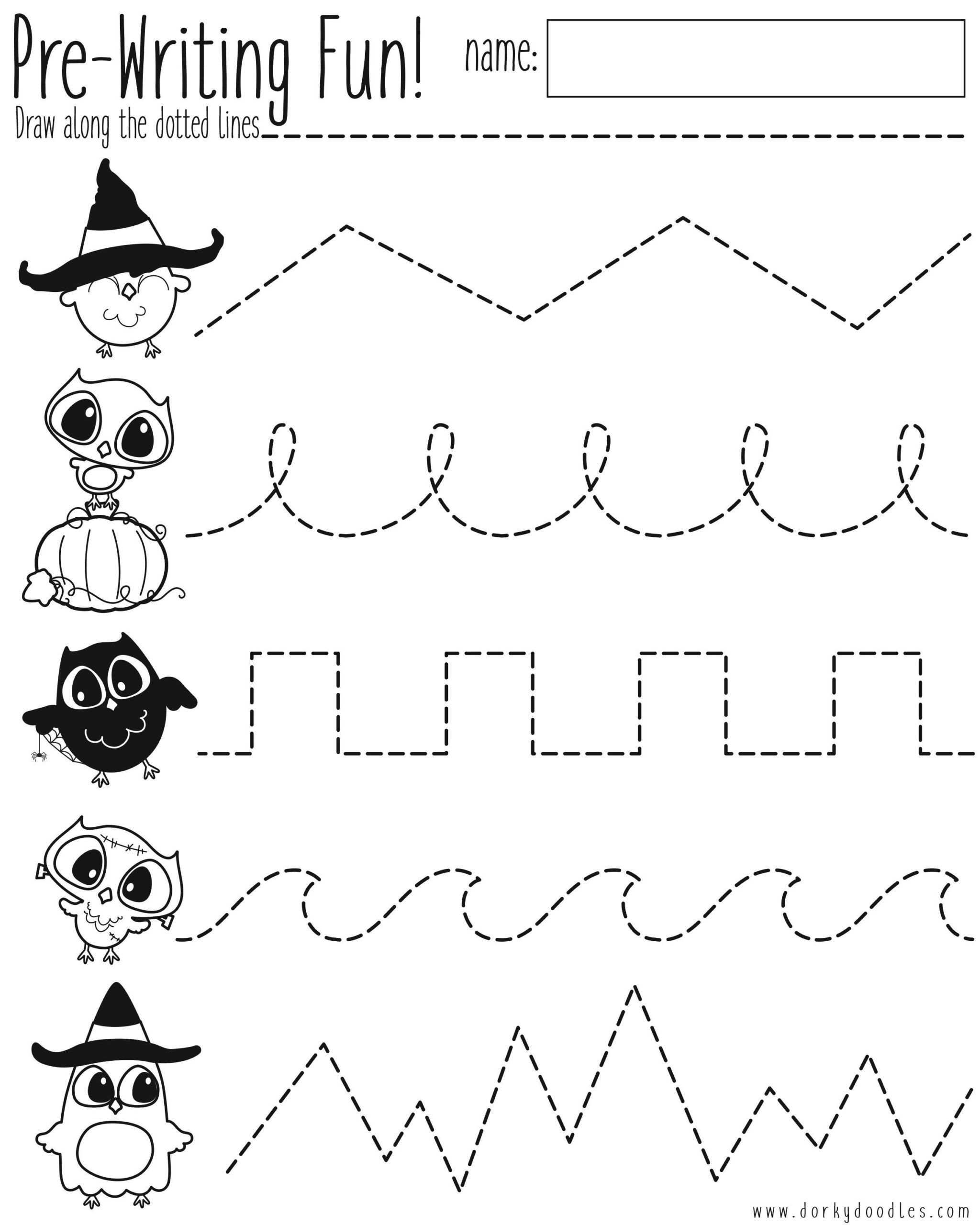 Pre-Writing Practice Halloween Worksheet – Dorky Doodles