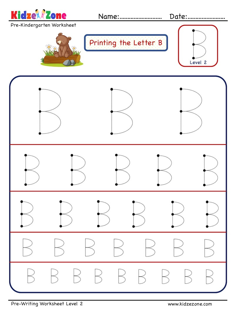 Preschool Letter B Tracing Worksheet - Different Sizes with B Letter Tracing Worksheet