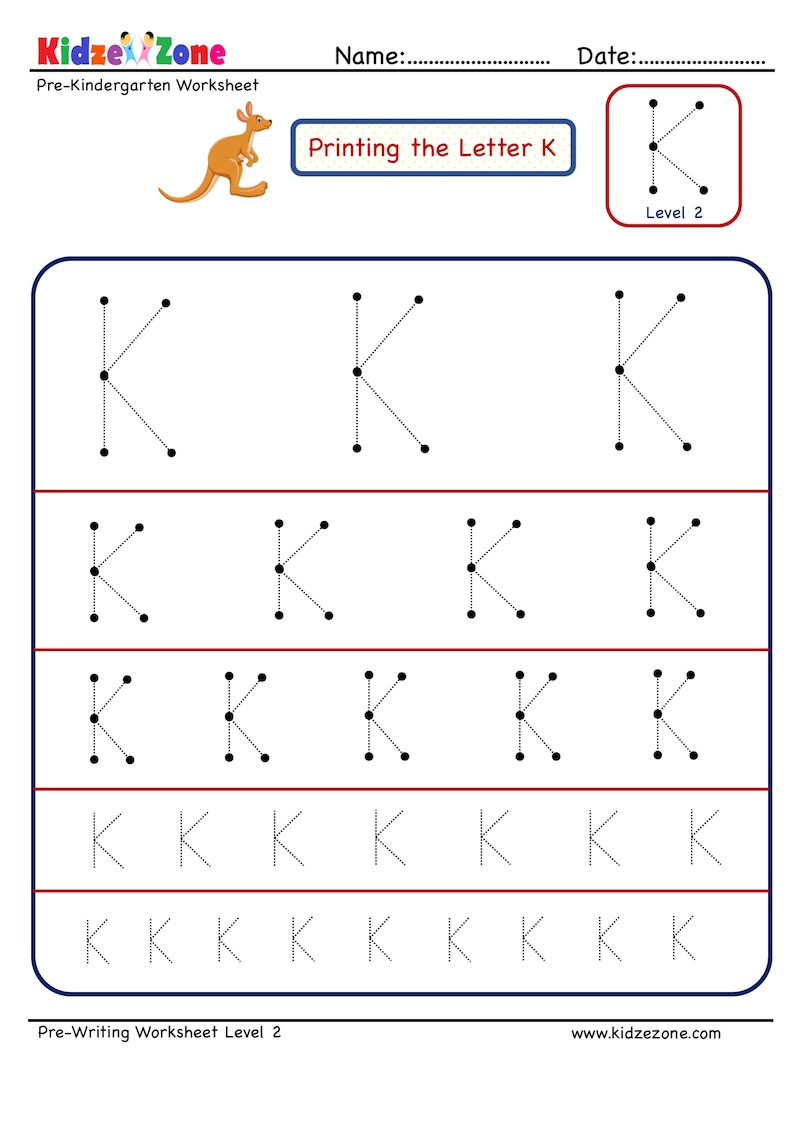 Preschool Letter K Tracing Worksheet - Different Sizes with Letter K Tracing Sheet