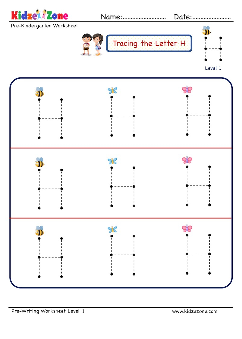 Preschool Letter Tracing Worksheet - Letter H, Big Font with Letter H Tracing Worksheets For Preschool