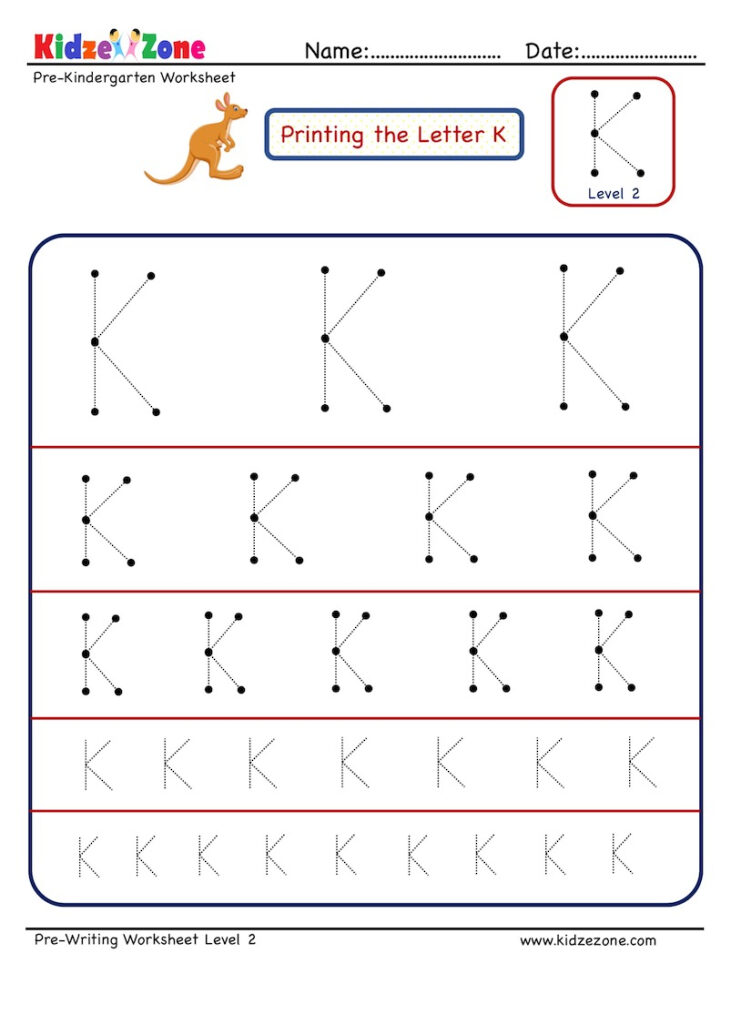 Preschool Letter Tracing Worksheet   Letter K Different