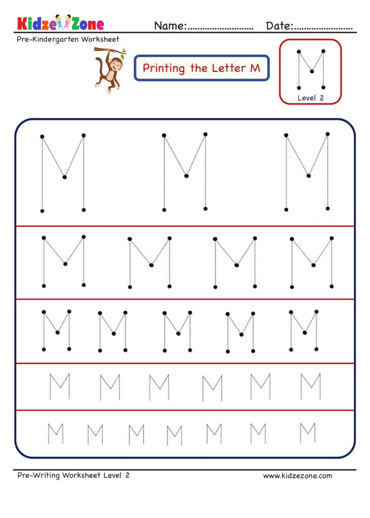 Preschool Letter Tracing Worksheet   Letter M Different For Letter M Worksheets Tracing
