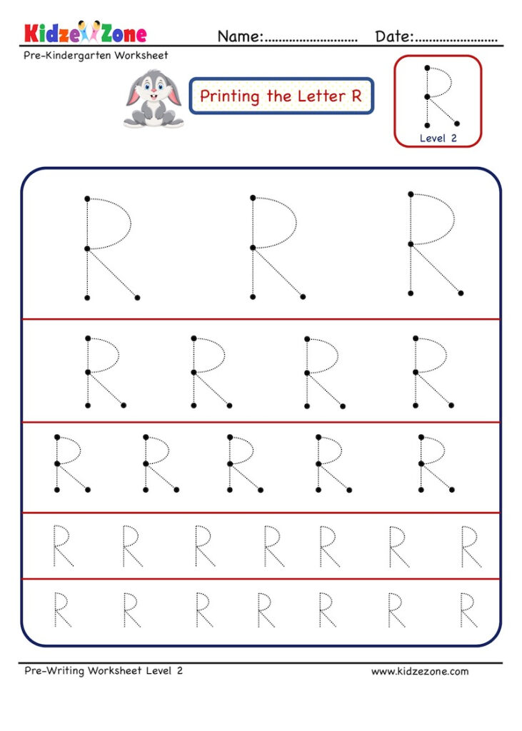 R Tracing Worksheet  AlphabetWorksheetsFree.com