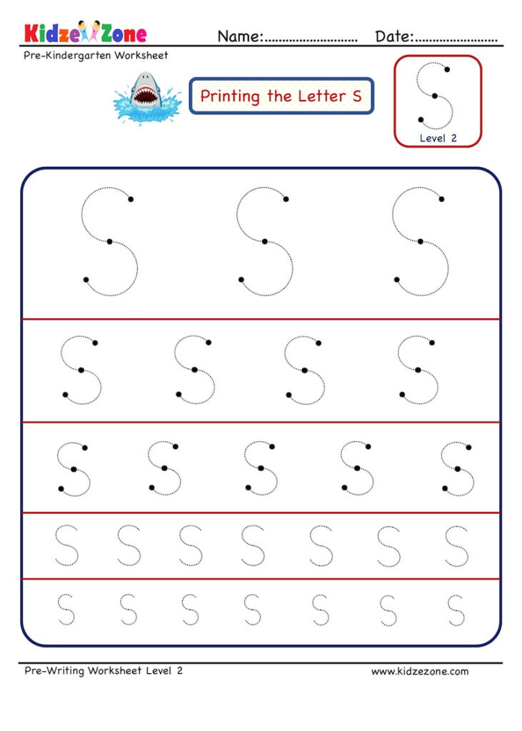 Preschool Letter Tracing Worksheet   Letter S Different Intended For S Letter Tracing