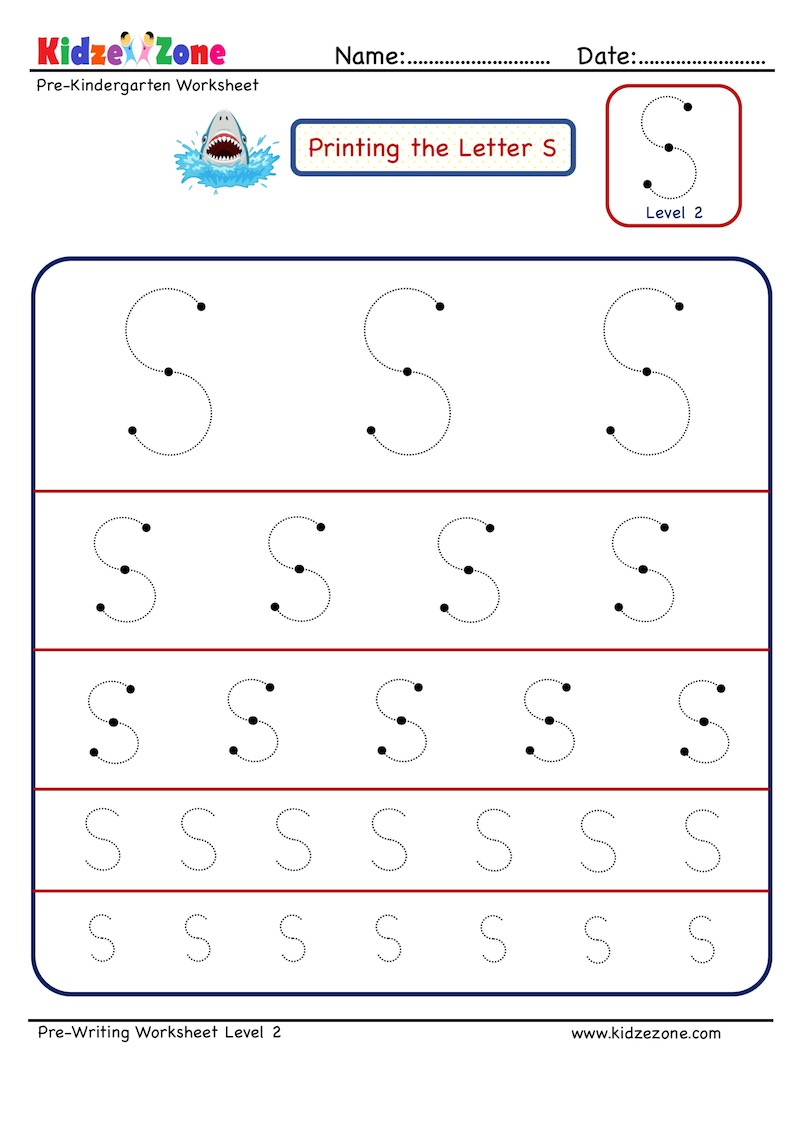 Preschool Letter Tracing Worksheet - Letter S Different intended for S Letter Tracing