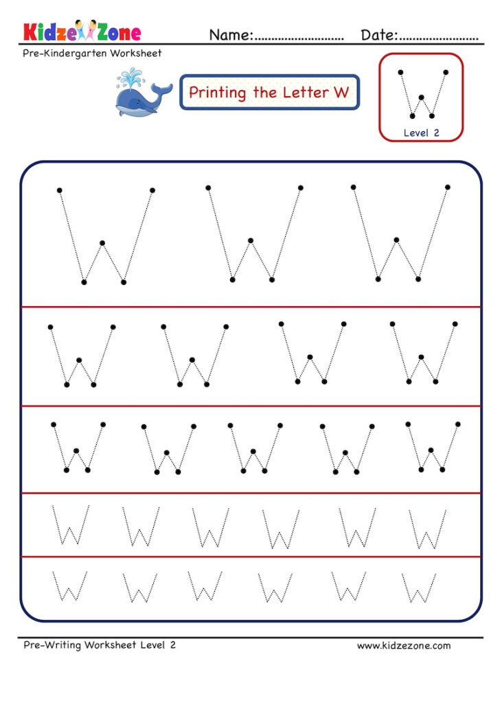 Preschool Letter Tracing Worksheet   Letter W Different Within W Letter Tracing
