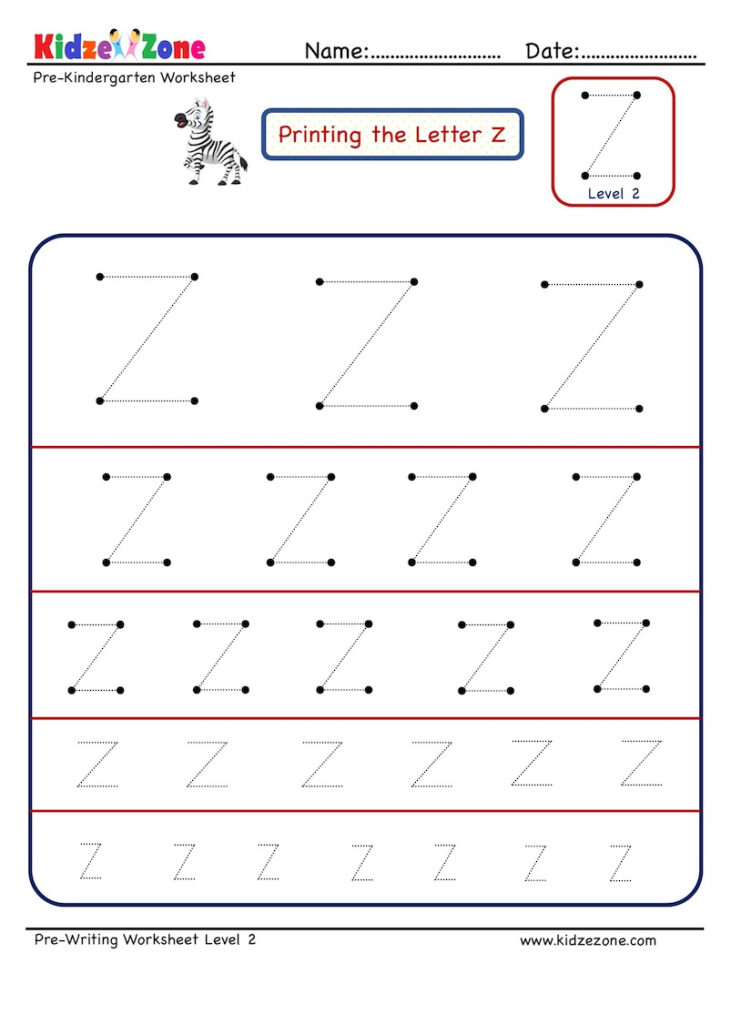 Preschool Letter Tracing Worksheet   Letter Z Different With Regard To Tracing Letter Z Preschool