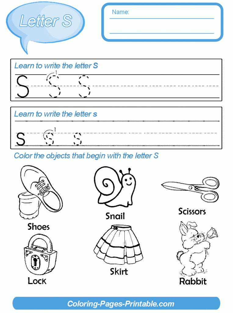 Preschool Letter Writing Worksheets Coloring Pages English For Letter S Worksheets For First Grade