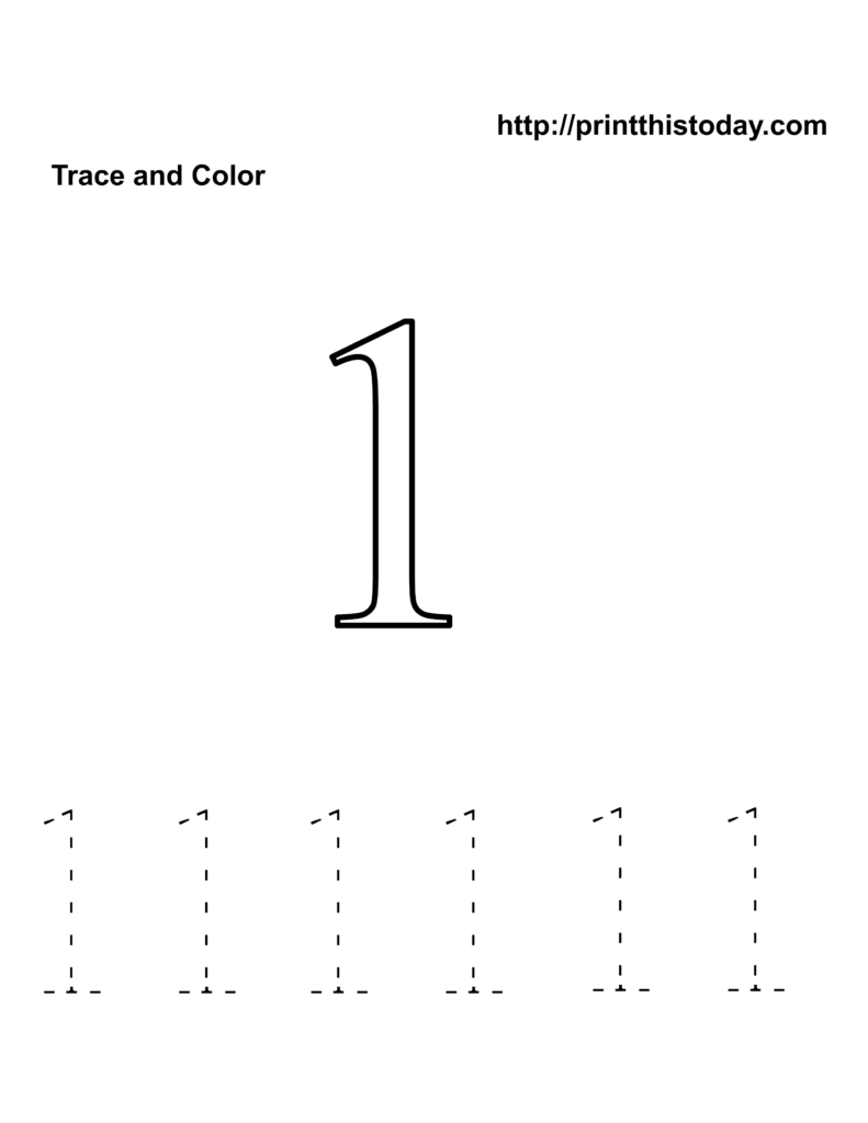 Preschool Number One Worksheet | Number 1 Tracing Worksheets