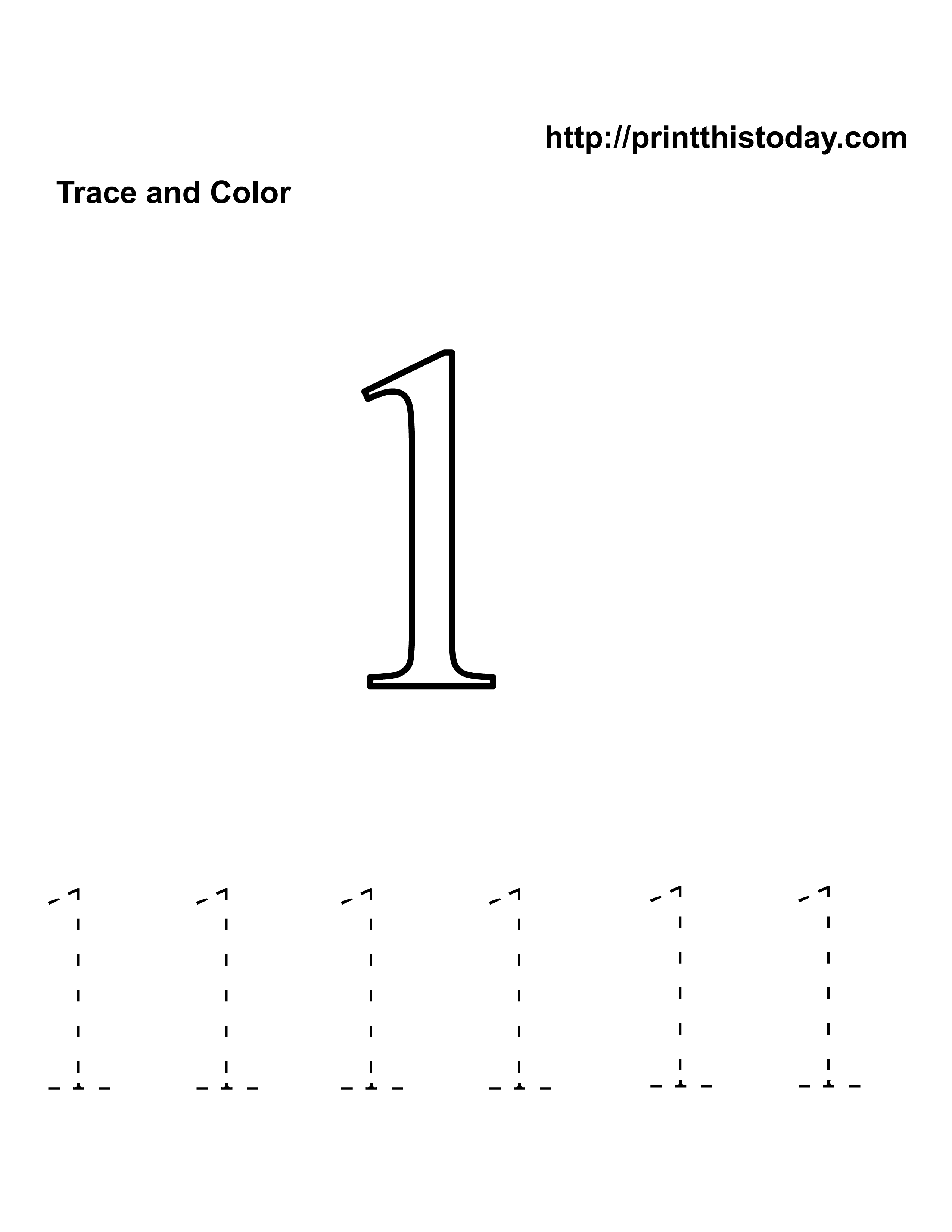 Preschool Number One Worksheet | Number 1 Tracing Worksheets
