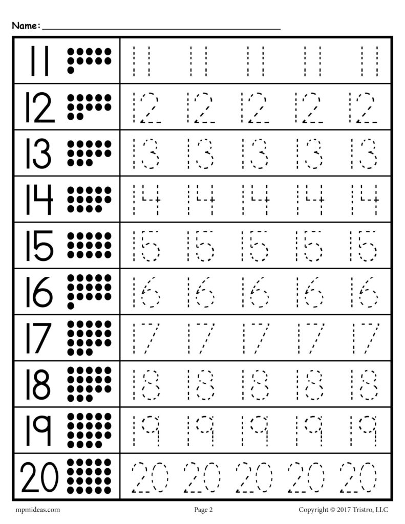 Preschool Number Tracing Worksheets Tags Page 3 : Writing
