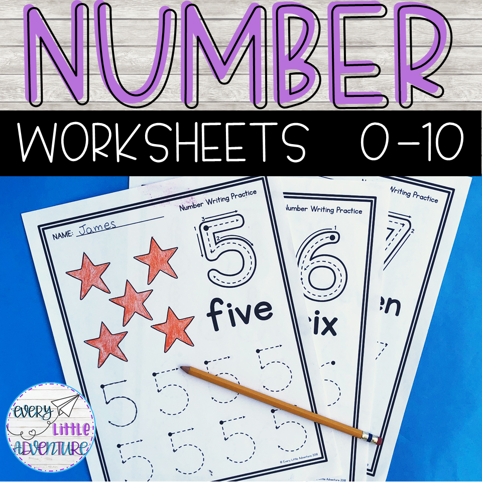 Preschool Number Worksheets (1-10) in Tracing Name James