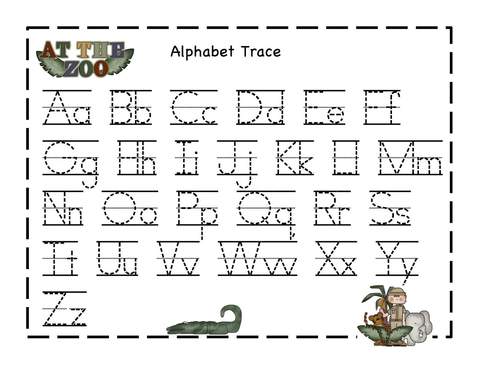 Preschool Printables At The Zoo Printable | Alphabet Tracing pertaining to Abc 123 Tracing Pages