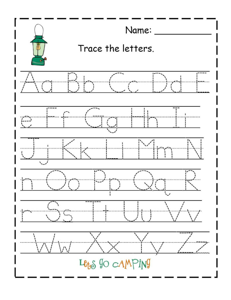 Preschool Printables: Camping | Handwriting Worksheets For Regarding Pre K Alphabet Tracing Pages
