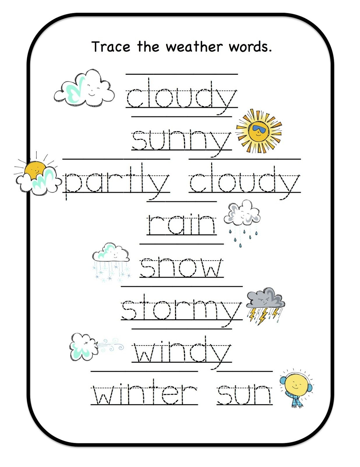 Preschool Printables: Weather | Teaching Weather, Weather in Name Tracing Daniel