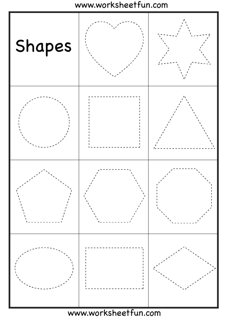 Preschool Shapes Tracing – 6 Worksheets | Shapes Preschool
