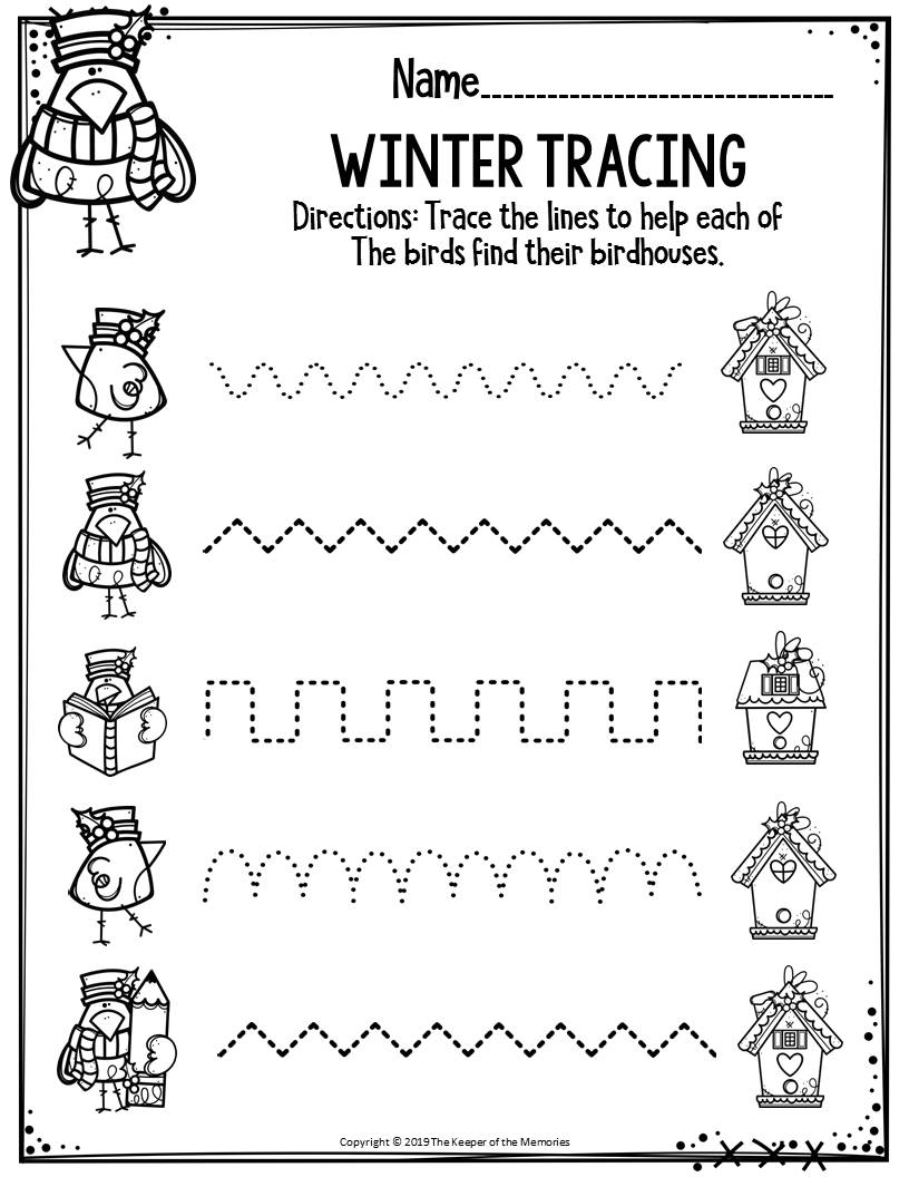 Preschool Worksheets Winter Tracing - The Keeper Of The Memories