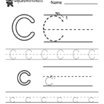 Preschoolers Can Color In The Letter C And Then Trace It For Letter C Tracing Sheet