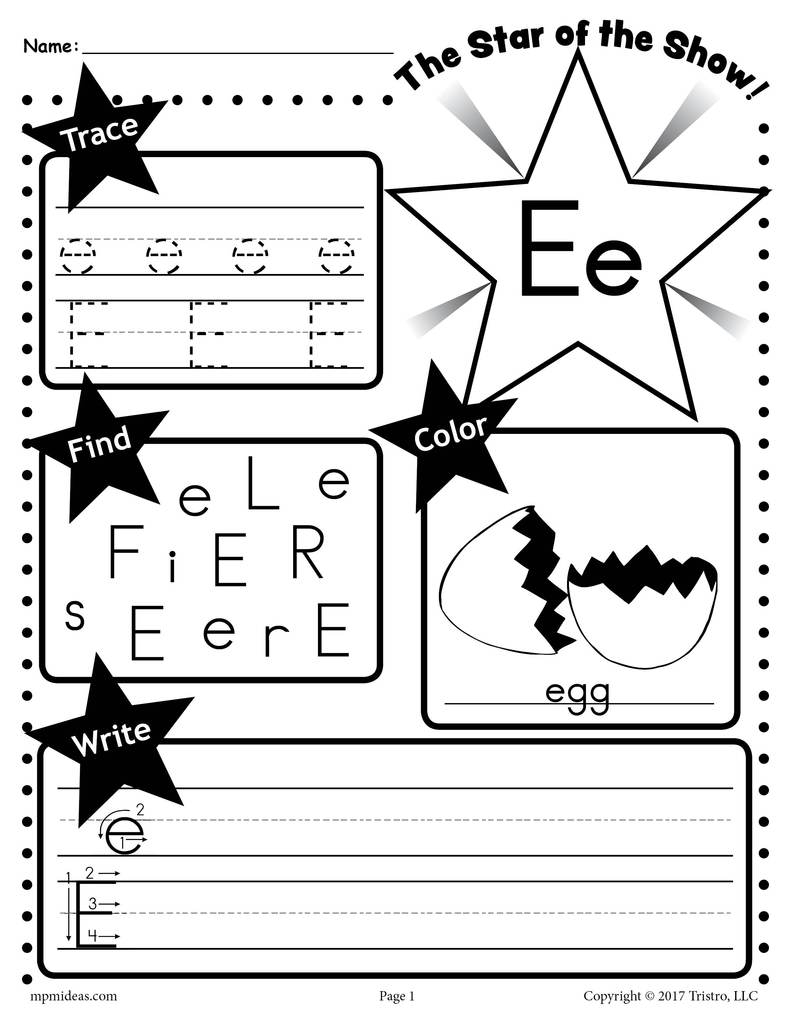 Printable Coloring with Letter E Worksheets Printable