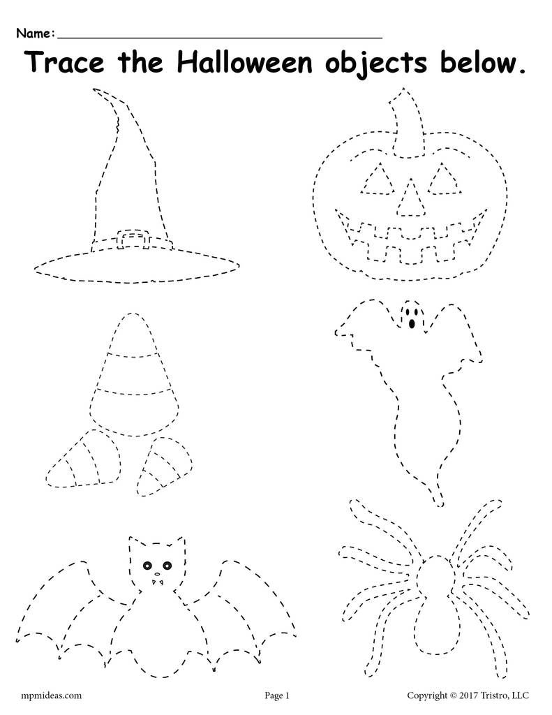 Printable Halloween Tracing Worksheet! | Halloween Preschool