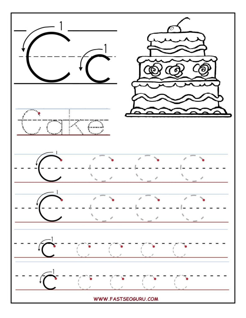 Printable Letter C Tracing Worksheets For Preschool Intended For Letter C Tracing Printable