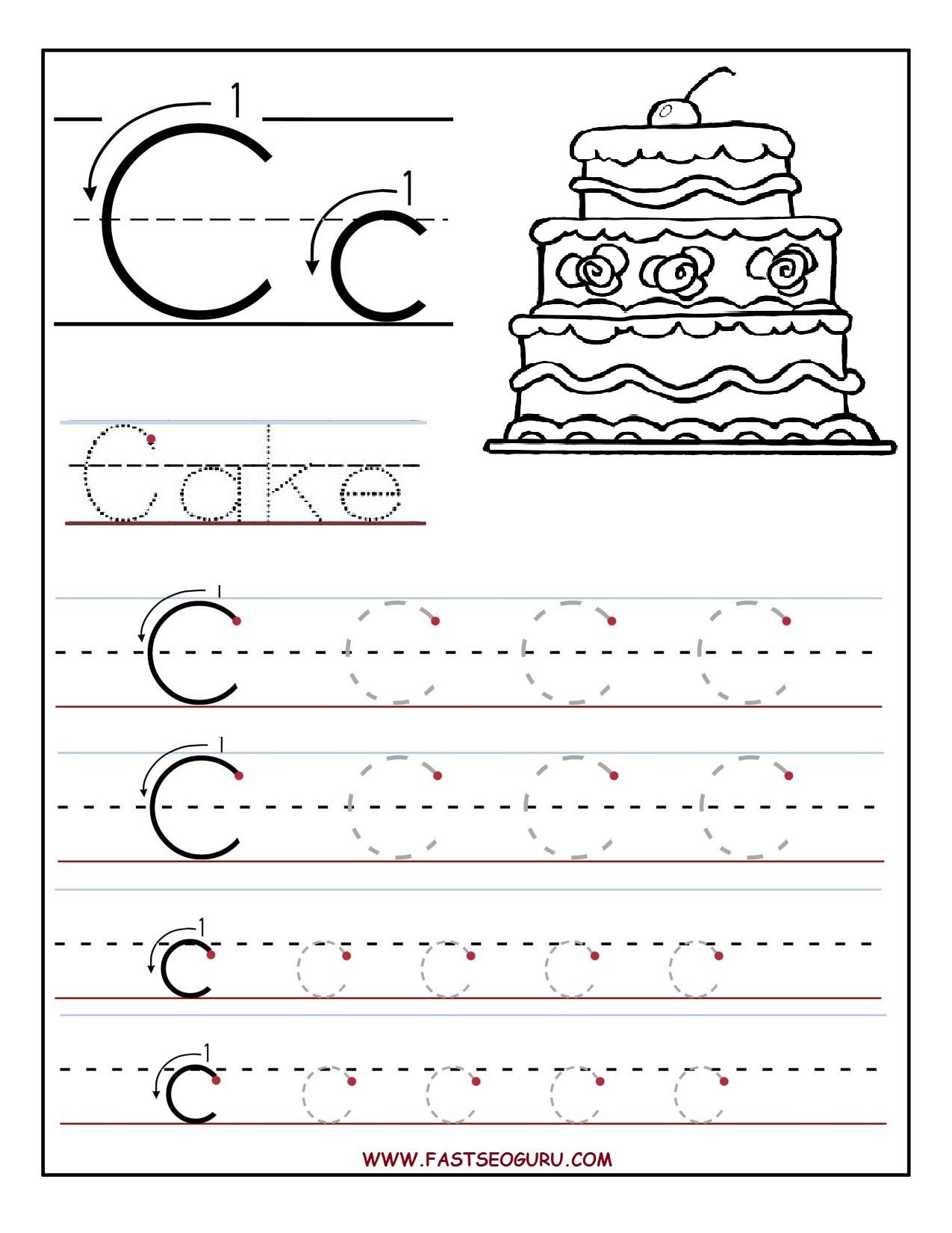 Printable Letter C Tracing Worksheets For Preschool pertaining to Alphabet Worksheets Pinterest