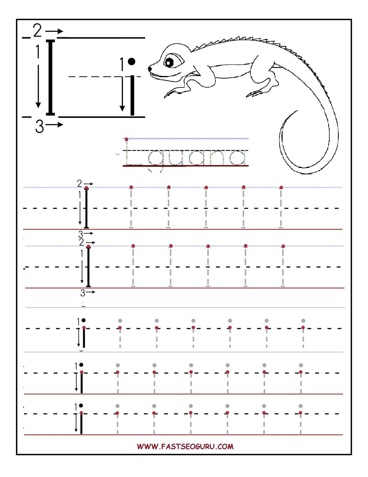 Printable Letter I Tracing Worksheets For Preschool with Letter I Tracing Worksheets Preschool