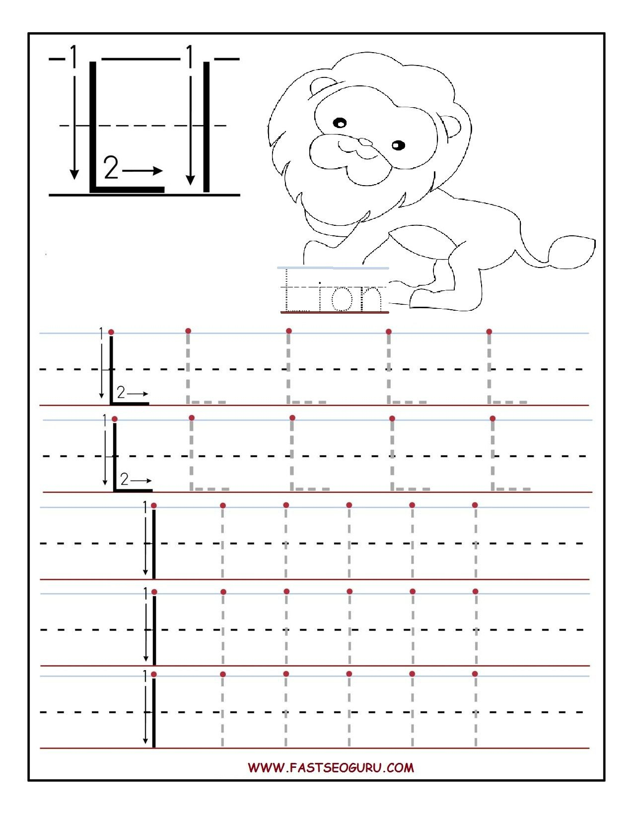 Printable Letter L Tracing Worksheets For Preschool for Letter L Tracing Page