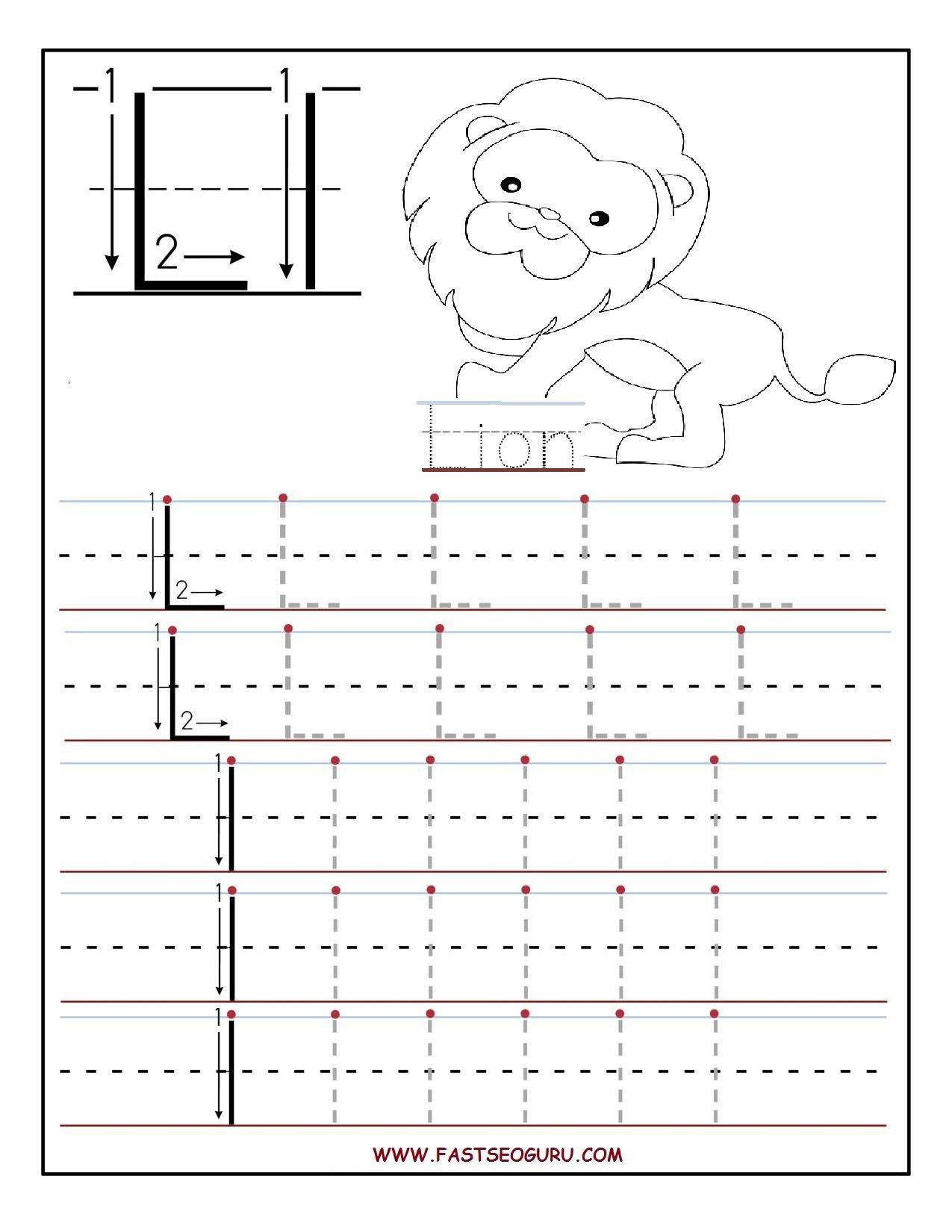 Printable Letter L Tracing Worksheets For Preschool for Letter L Tracing Preschool