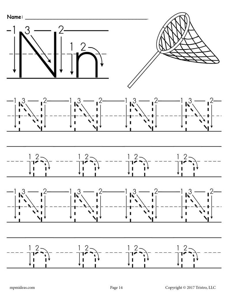 Printable Letter N Tracing Worksheet With Number And Arrow Printable Letter N Tracing Worksheet With Number And Arrow