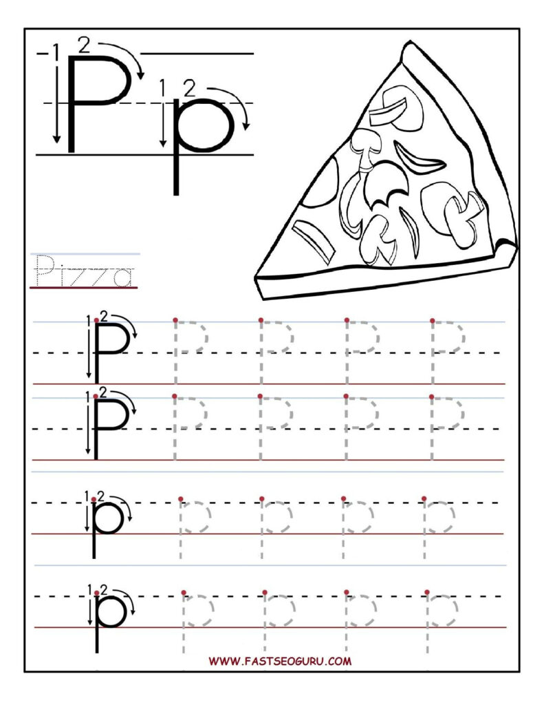 Printable Letter P Tracing Worksheets For Preschool Intended For Letter P Tracing Worksheet