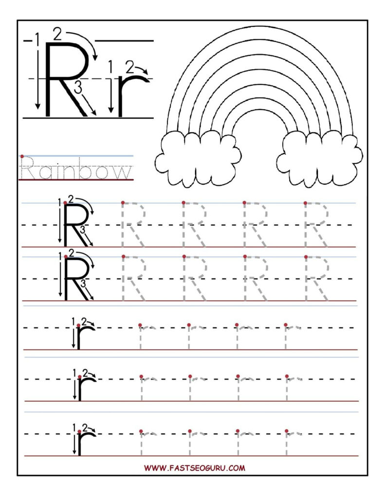 Printable Letter R Tracing Worksheets For Preschool | 파닉스 For Letter R Tracing Paper