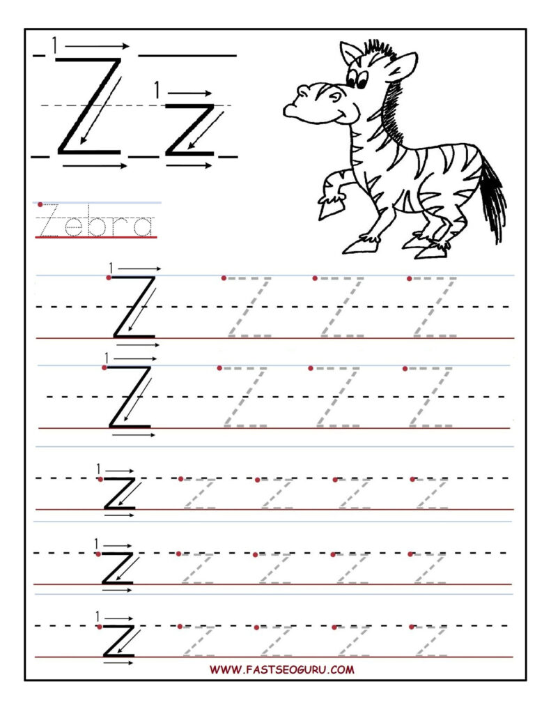 Printable Letter Tracing Worksheets For Preschool To With Regard To Letter Zz Worksheets