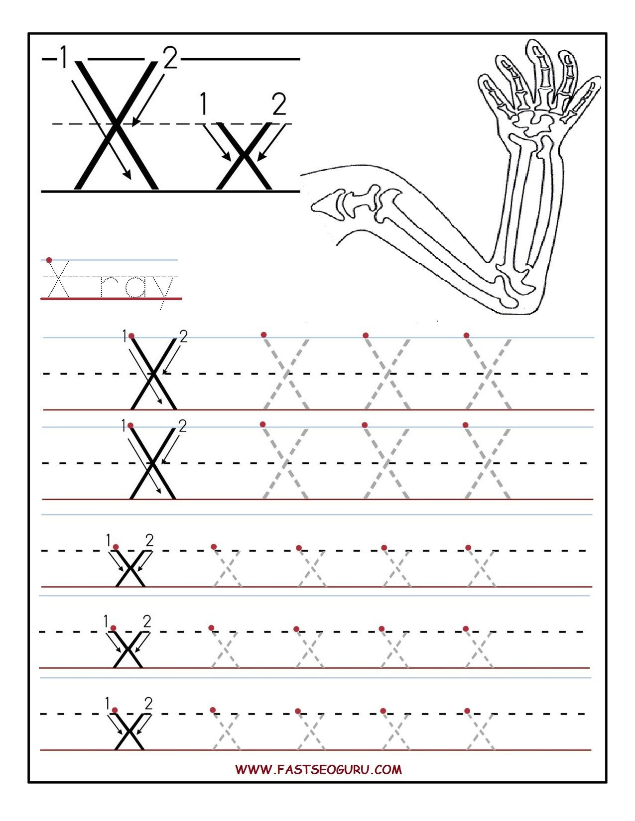 Printable Letter X Tracing Worksheets For Preschool in Letter Tracing X