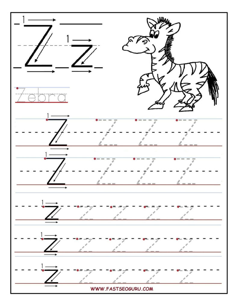 Printable Letter Z Tracing Worksheets For Preschool Intended For Letter Z Tracing Preschool
