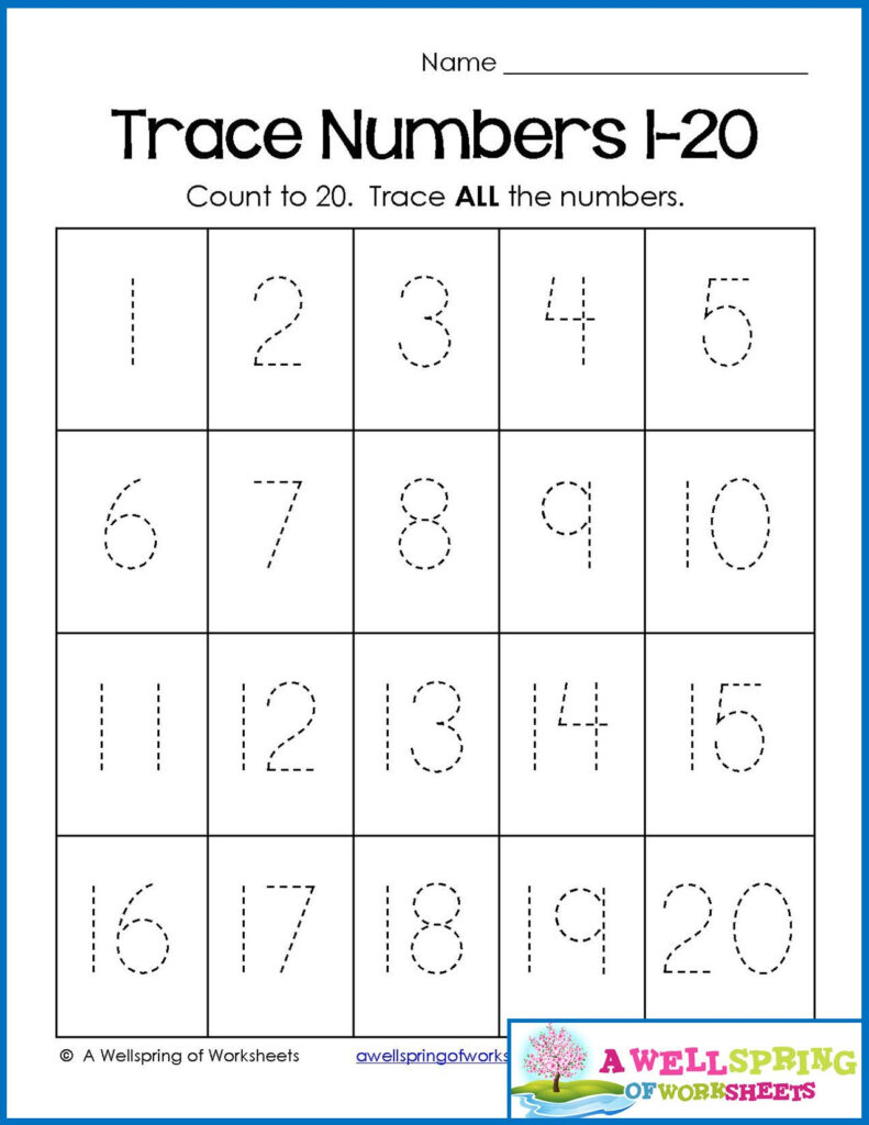 Printable Preschool Worksheets 1 20 Number 1 Count And