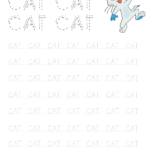 Printable Word Cat Tracing Worksheets   Coloring Point