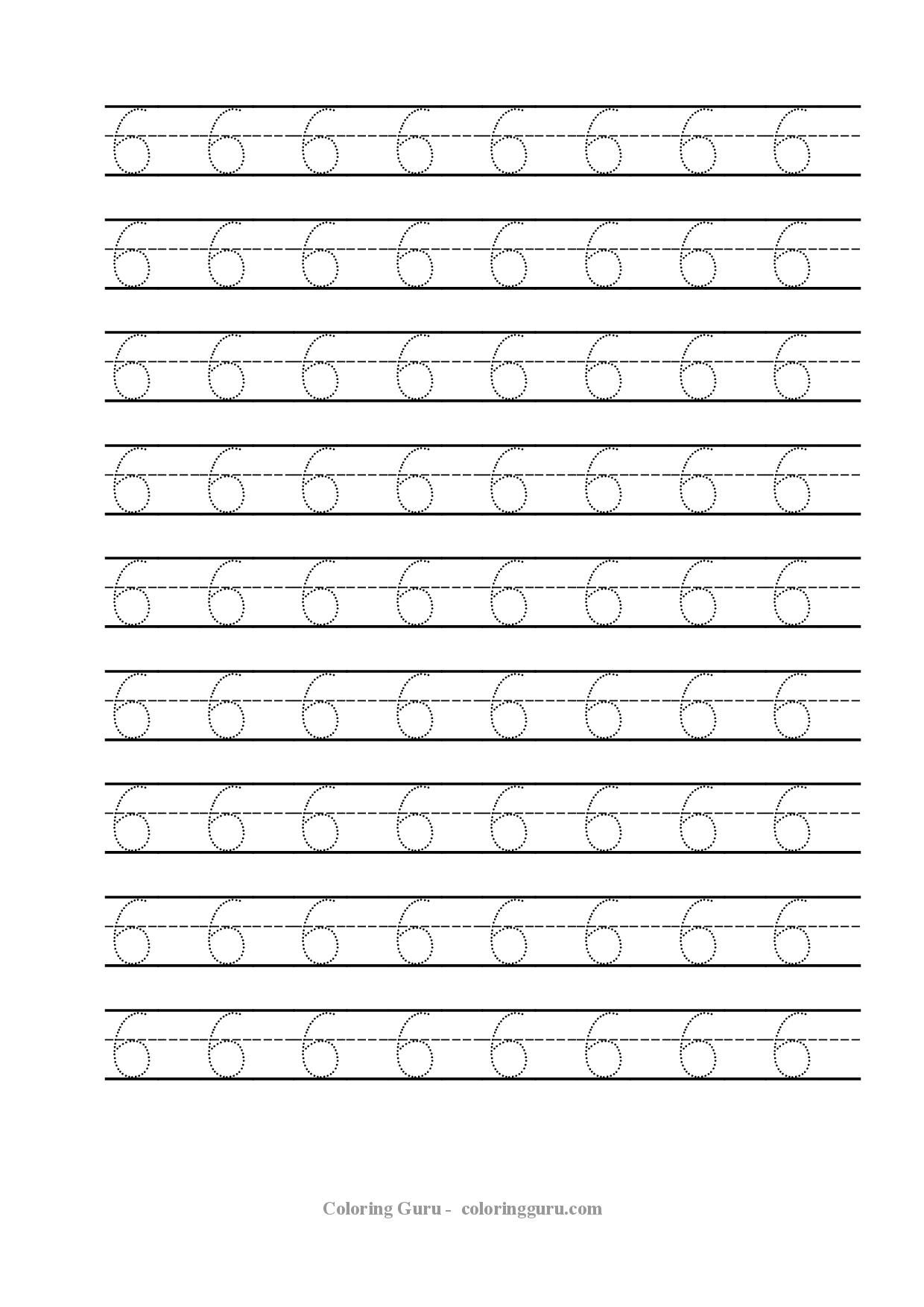 Printable_Tracing_Number_6 1,240×1,754 Pixels