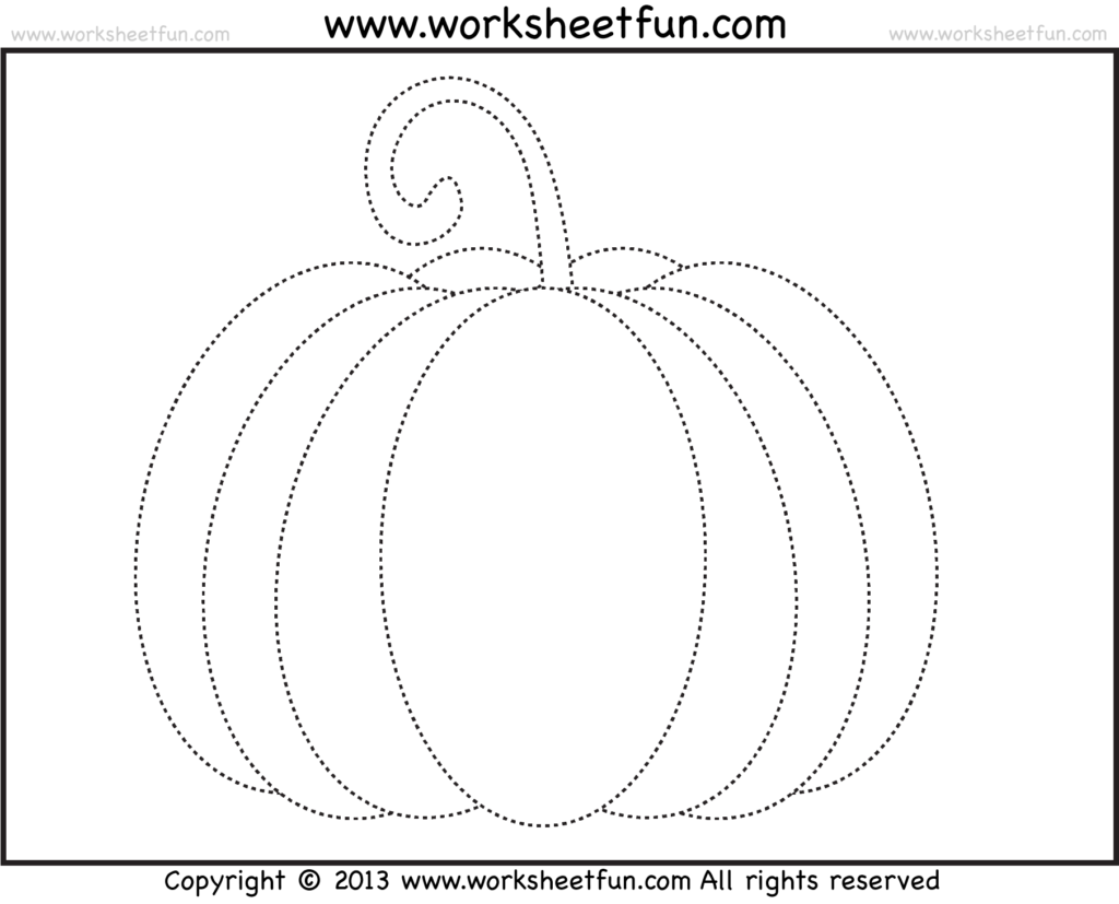 Pumpkin Tracing – 3 Worksheets / Free Printable Worksheets