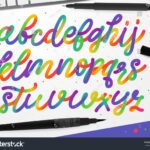 Rainbow Alphabet Colorful Vector Alphabet Kids Stock Vector