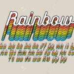 Rainbow Colored Alphabet In Cursive Font On Beige Background.