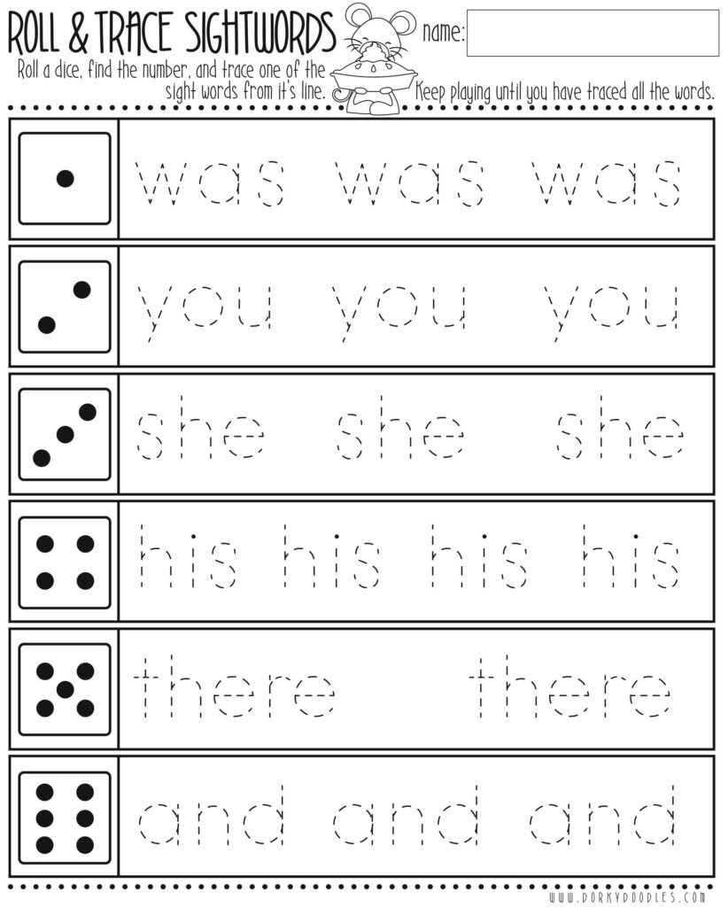 Roll And Trace Sight Words With Thanksgiving Mouse Roll And Trace Sight Words With Thanksgiving Mouse