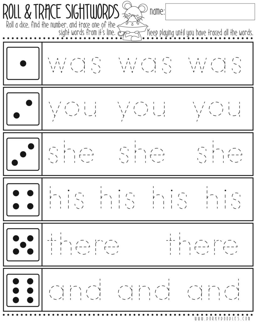 Roll And Trace Sight Words With Thanksgiving Mouse