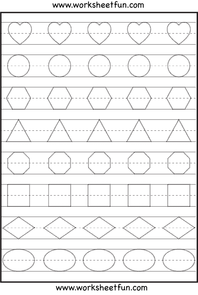 Shape Tracing | Preschool Worksheets, Preschool Writing, Fun