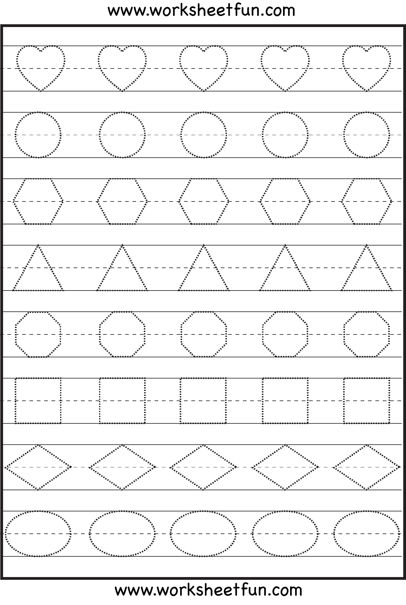 Shape Tracing | Preschool Worksheets, Preschool Writing, Fun