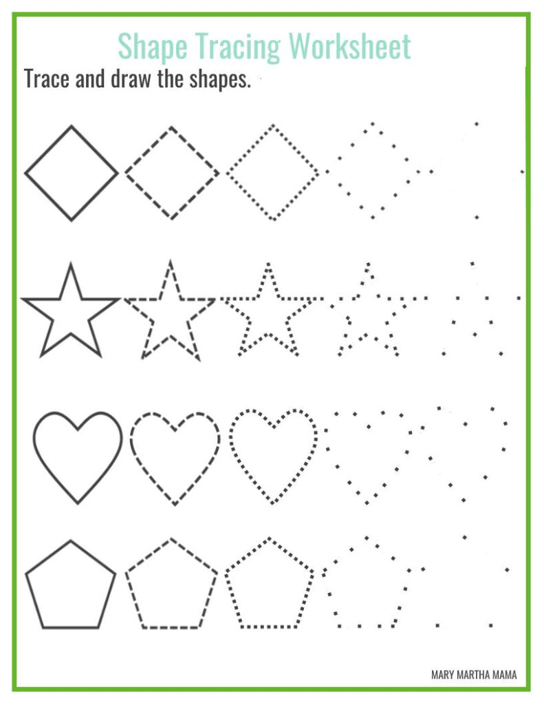 Shape Tracing Printable Name Worksheets Free For Toddlers