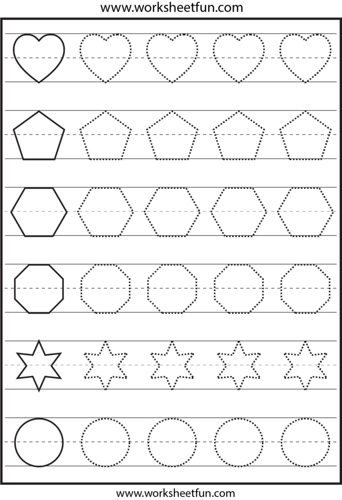 Shapes | Tracing Worksheets Preschool, Shape Tracing