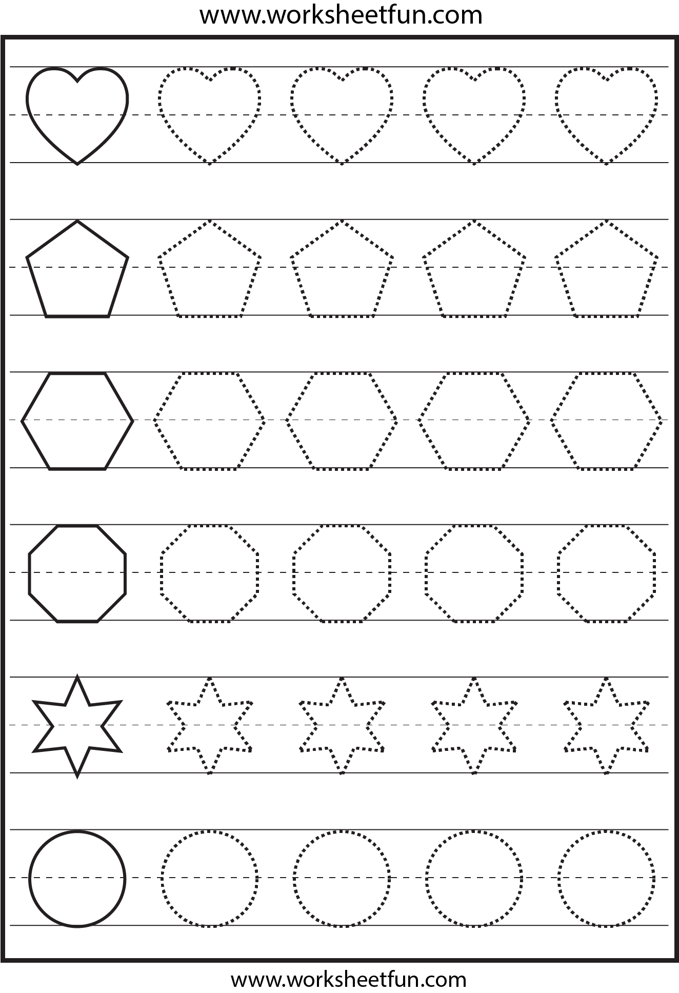 Shapes | Tracing Worksheets Preschool, Shape Tracing